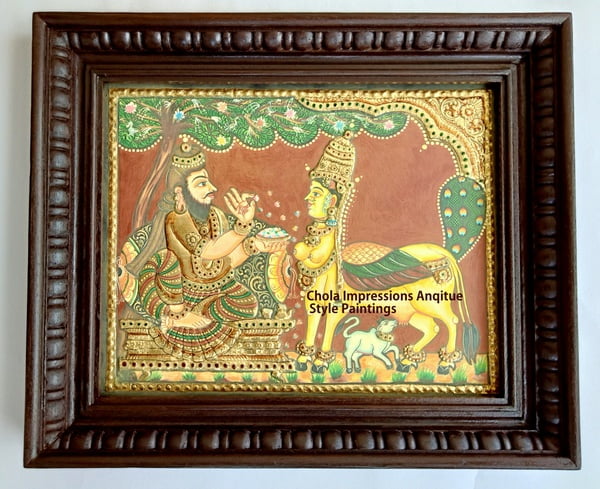 Kamadenu Antique Style Tanjore Painting - Various sizes Kamadenu Antique Style Tanjore Painting - Various sizes